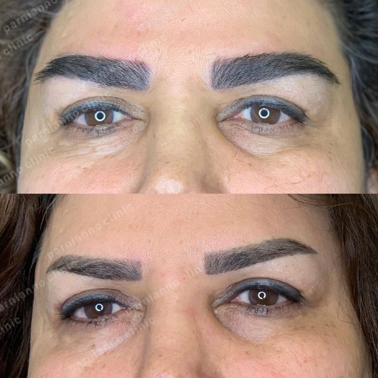 a close up of a woman's eyes